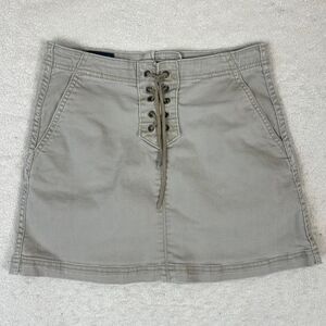 Aeropostale Lace Up Khaki Y2K 2000s Mini Skirt
